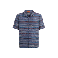 Chemise manches courtes jersey zigzag bleu