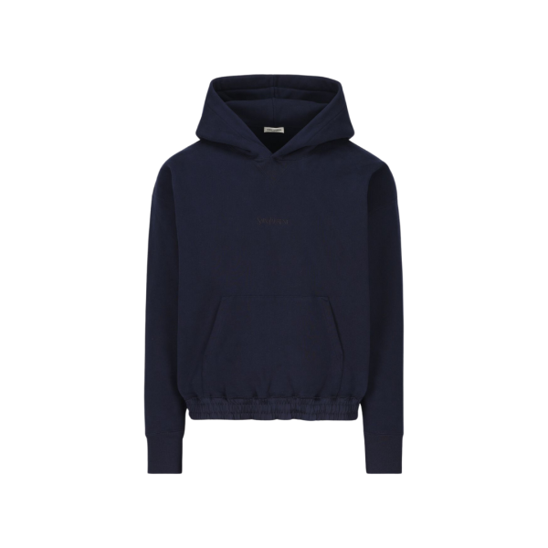 Sweat-shirt à capuche Hoodie bleu marine broderie Saint Laurent