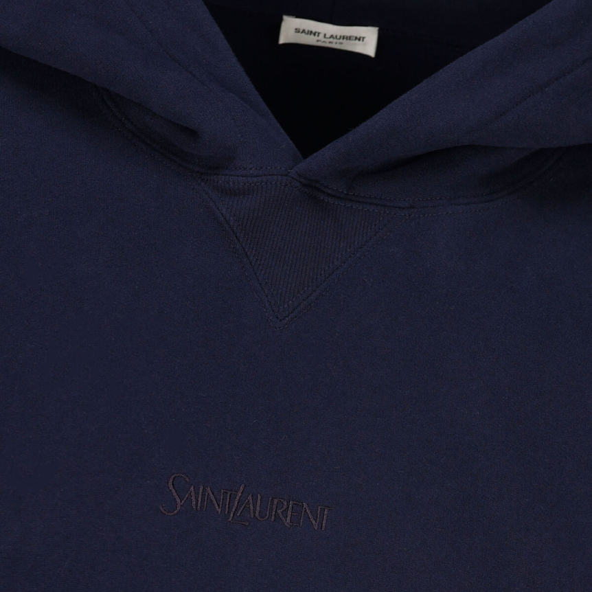 Sweat-shirt à capuche Hoodie bleu marine broderie Saint Laurent