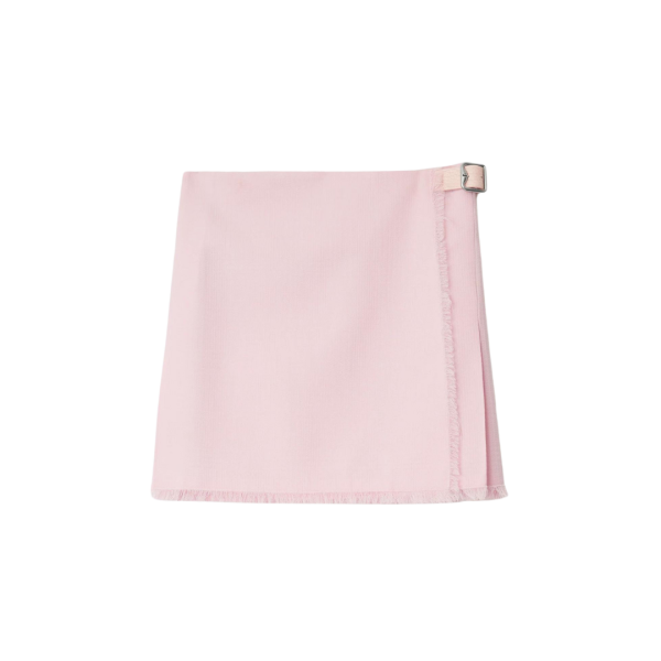 Jupe Kilt BURBERRY laine tissé motif prince de Galles texturé rose