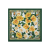 Foulard Carré sergé de soie blanc vert roses jaunes