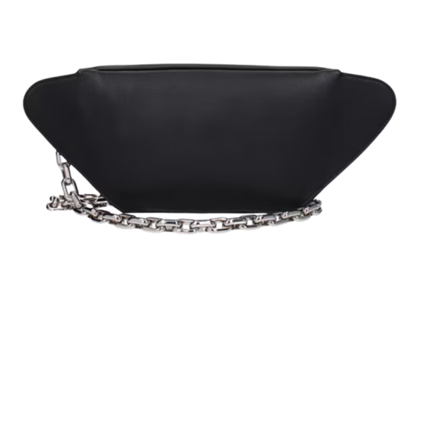 Sac Banane ALEXANDER MCQUEEN cuir noir poche zippée chaine argent