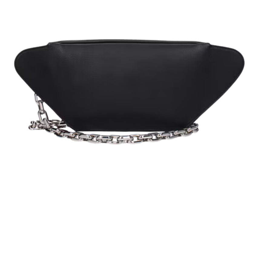 Sac Banane ALEXANDER MCQUEEN cuir noir poche zippée chaine argent