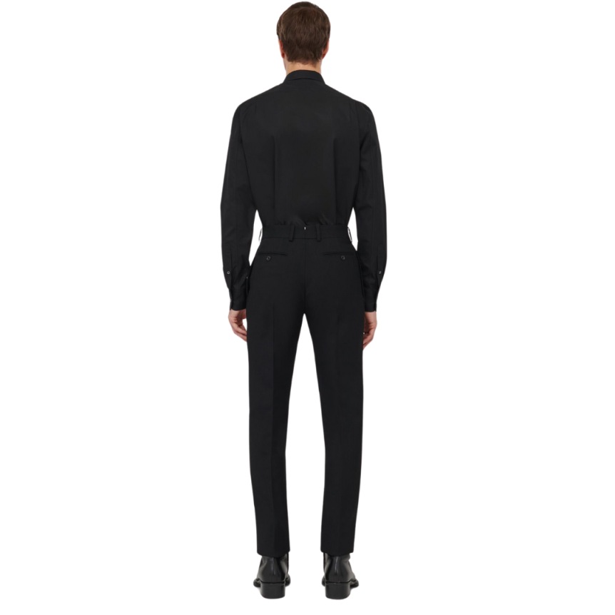 Chemise ALEXANDER MCQUEEN coton noir col broderie Dragonfly dorée