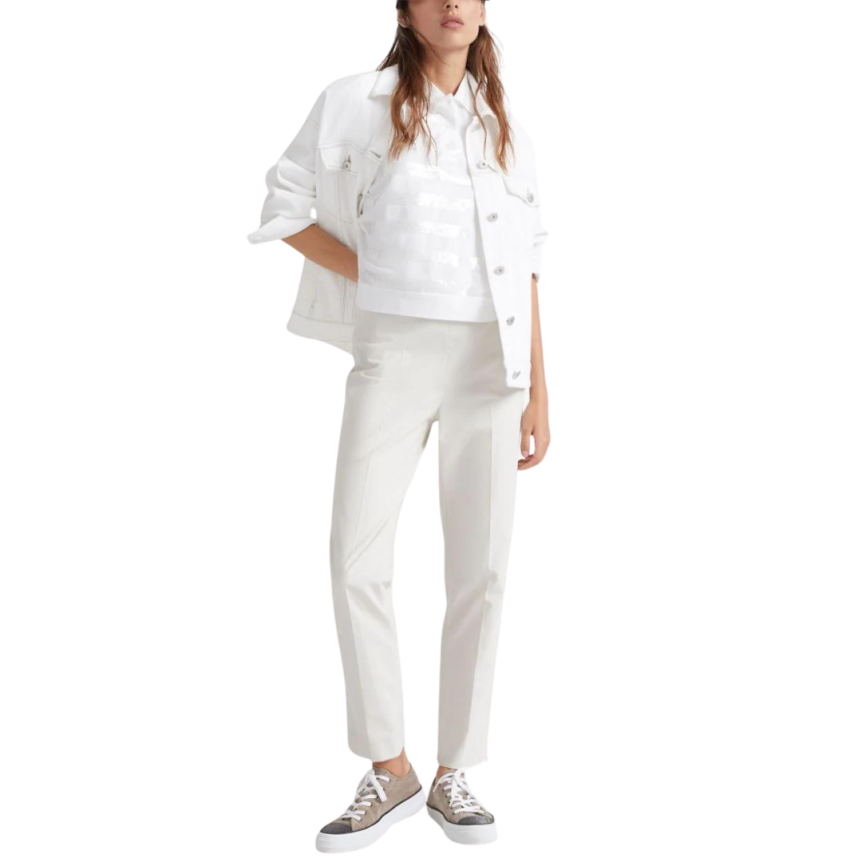 Pantalon cigarette BRUNELLO CUCINELLI coton stretch écru
