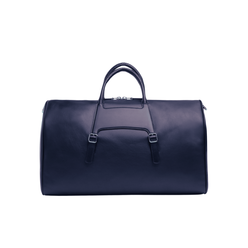 Sac de Voyage 48h SANTONI porté main cuir nylon bleu