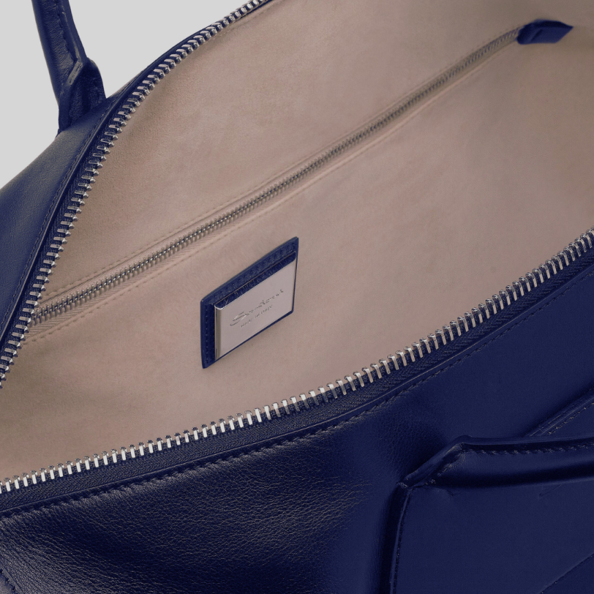 Sac de Voyage 48h SANTONI porté main cuir nylon bleu