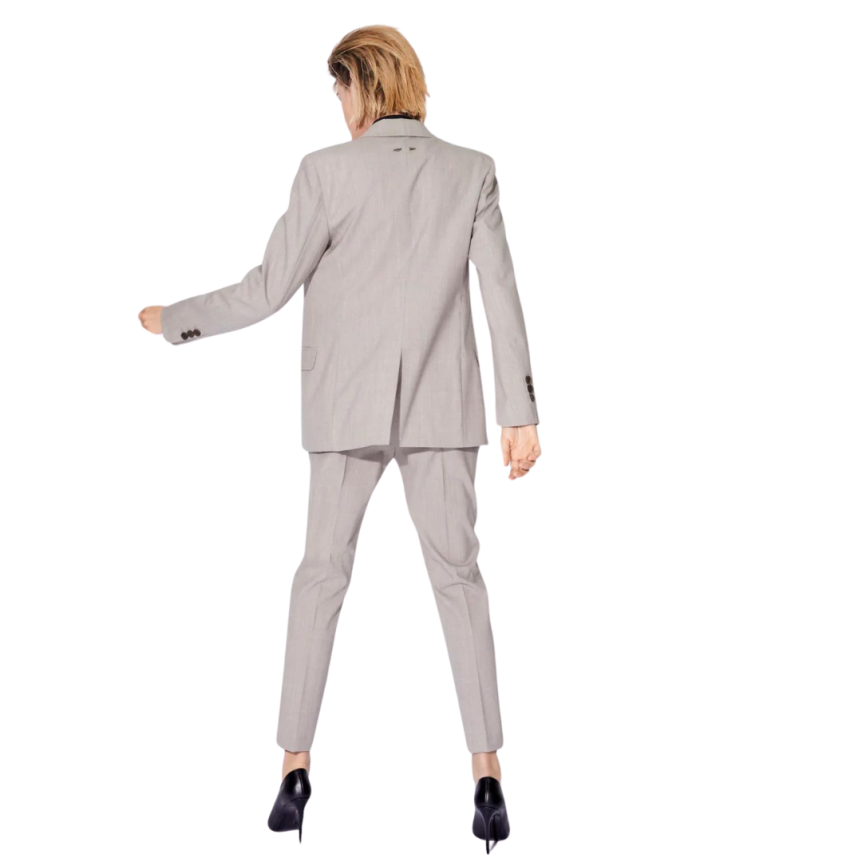 Veste de costume BARBARA BUI un bouton laine alpaga gris taupé