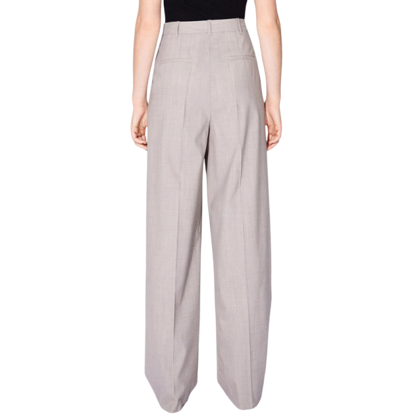 Pantalon large BARBARA BUI pinces laine alpaga gris taupe