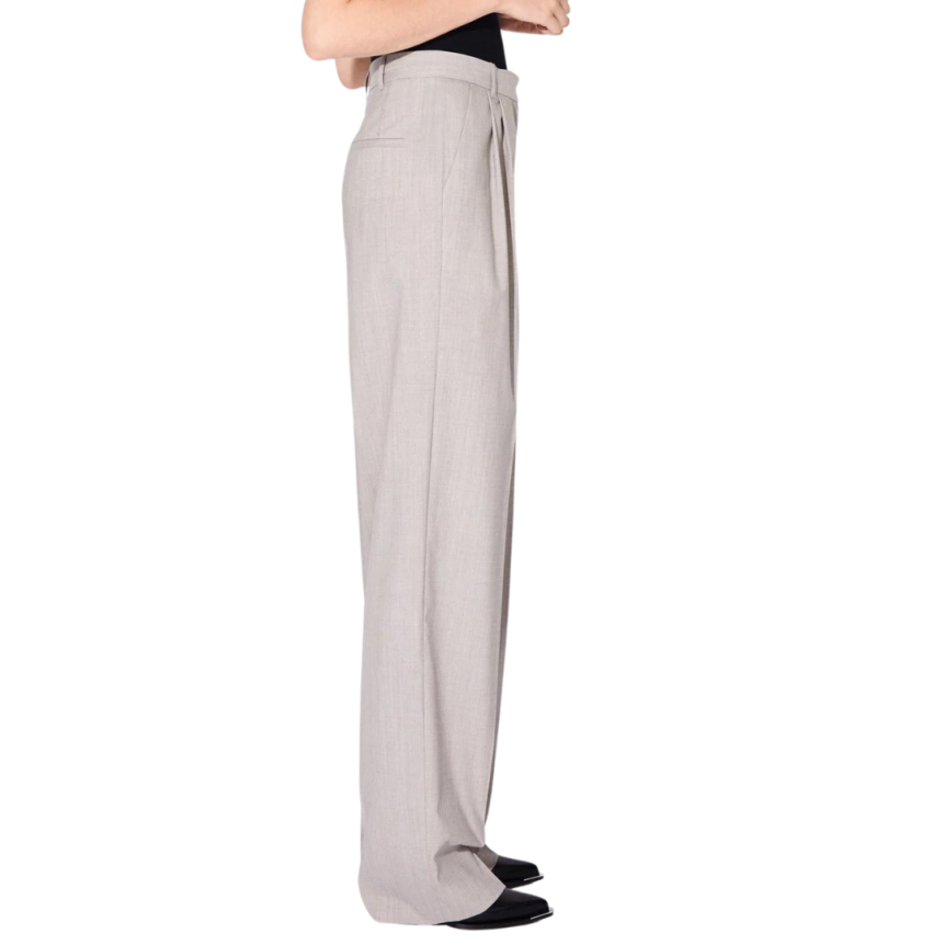 Pantalon large BARBARA BUI pinces laine alpaga gris taupe