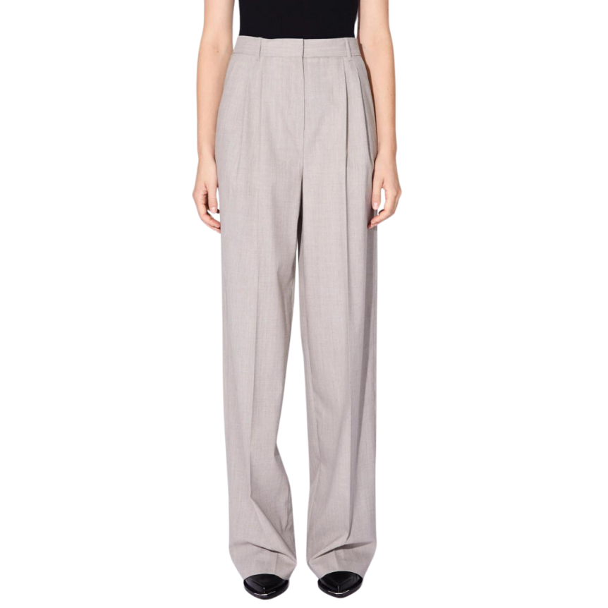 Pantalon large BARBARA BUI pinces laine alpaga gris taupe