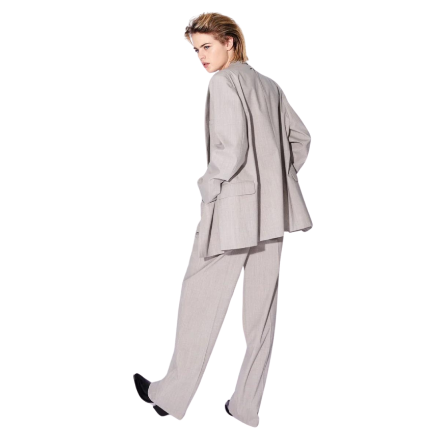 Veste de costume BARBARA BUI ample croisée laine alpaga gris taupe