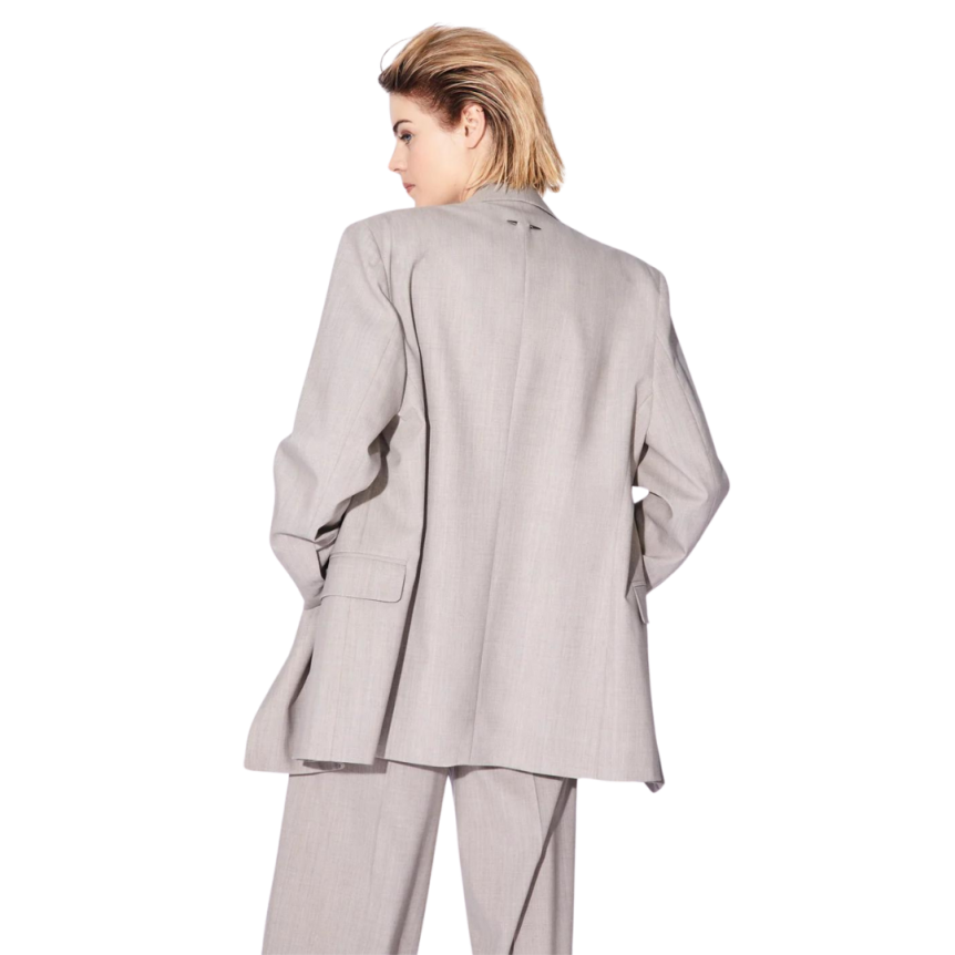 Veste de costume BARBARA BUI ample croisée laine alpaga gris taupe