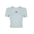 T-shirt court slim col rond jersey coton côtelé bleu ciel logo