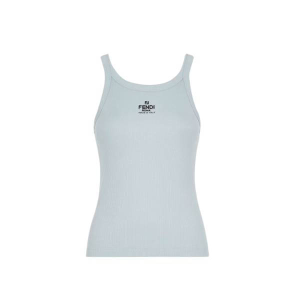 Top Débardeur FENDI jersey coton côtelé bleu clair