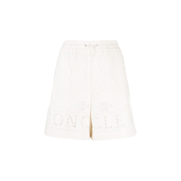 Short MONCLER lien resserrage coton macramé blanc