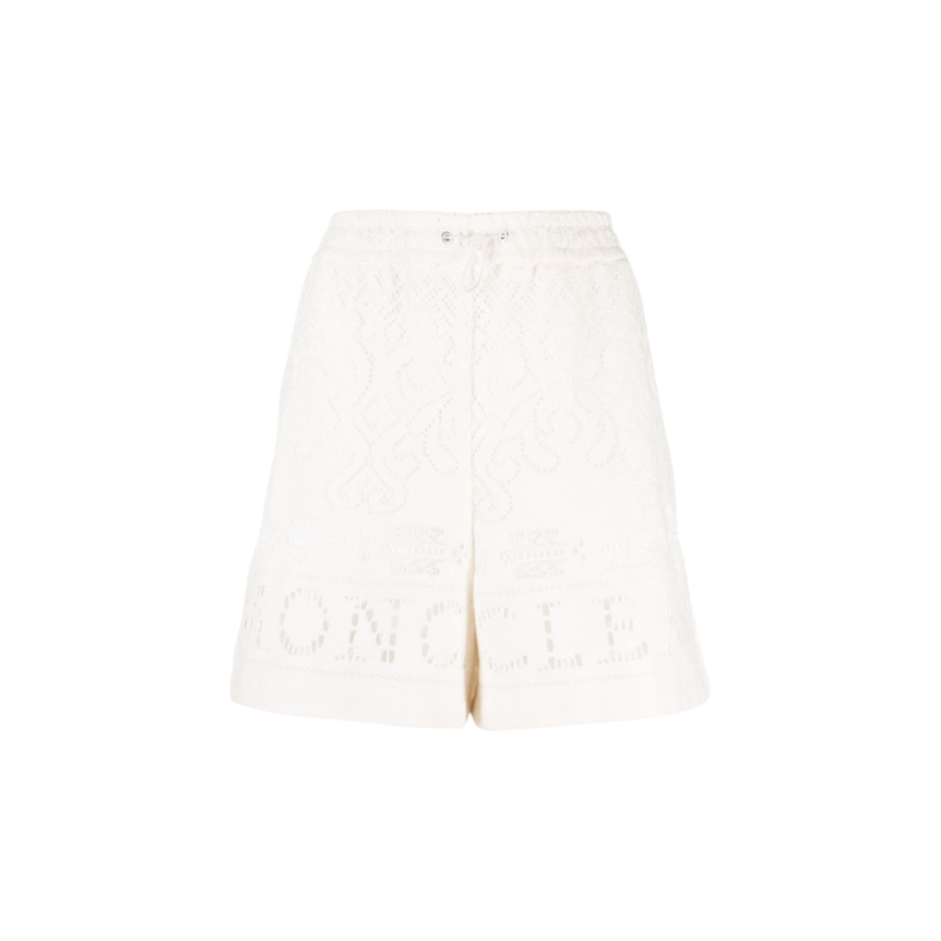 Short MONCLER lien resserrage coton macramé blanc