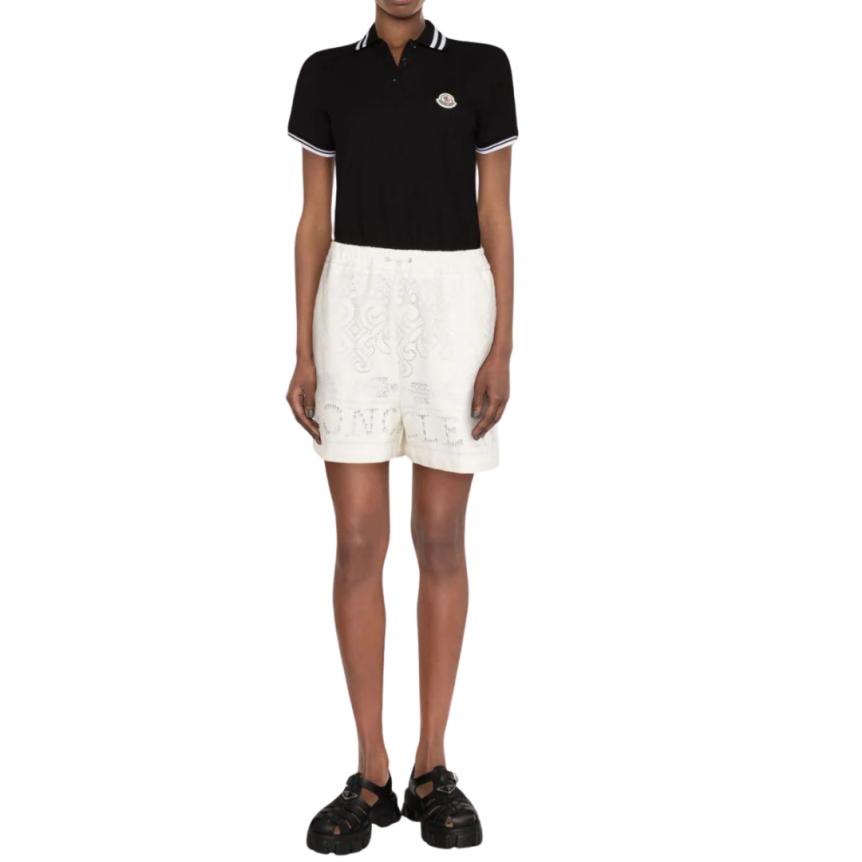 Short MONCLER lien resserrage coton macramé blanc