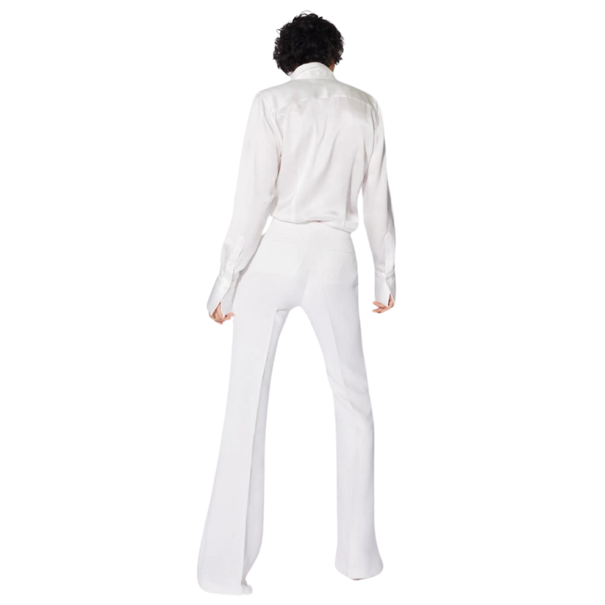 Pantalon Flare BARBARA BUI crêpe blanc boucle argent