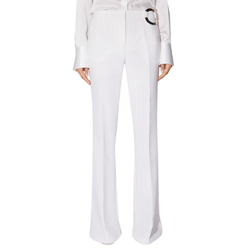 Pantalon Flare BARBARA BUI crêpe blanc boucle argent