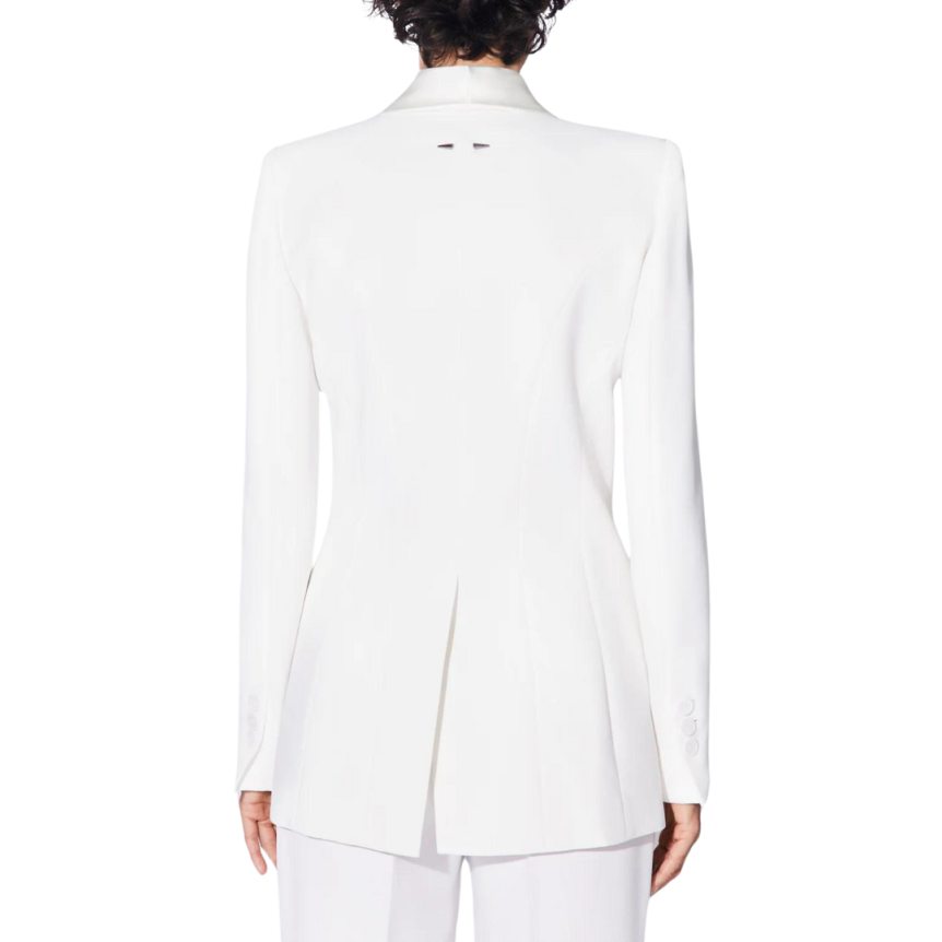 Veste de costume Blazer BARBARA BUI cintré crêpe blanc col satin