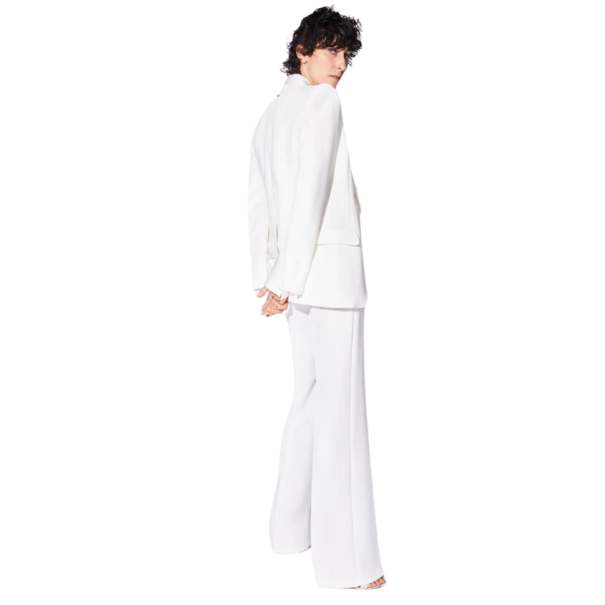 Veste de costume Blazer BARBARA BUI cintré crêpe blanc col satin