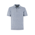 Polo lin coton bleu ciel flammé col italien côtelé