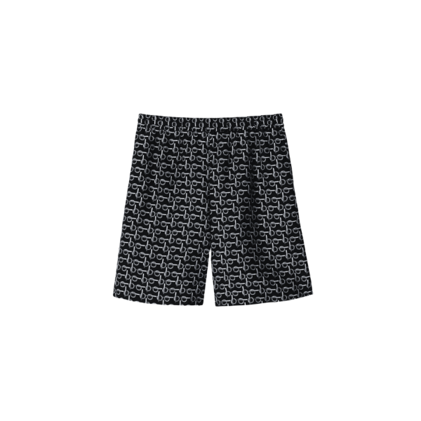 Short BURBERRY ocking Horse popeline soie noire motif B argent