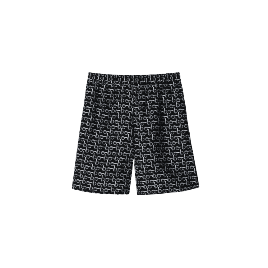 Short BURBERRY ocking Horse popeline soie noire motif B argent