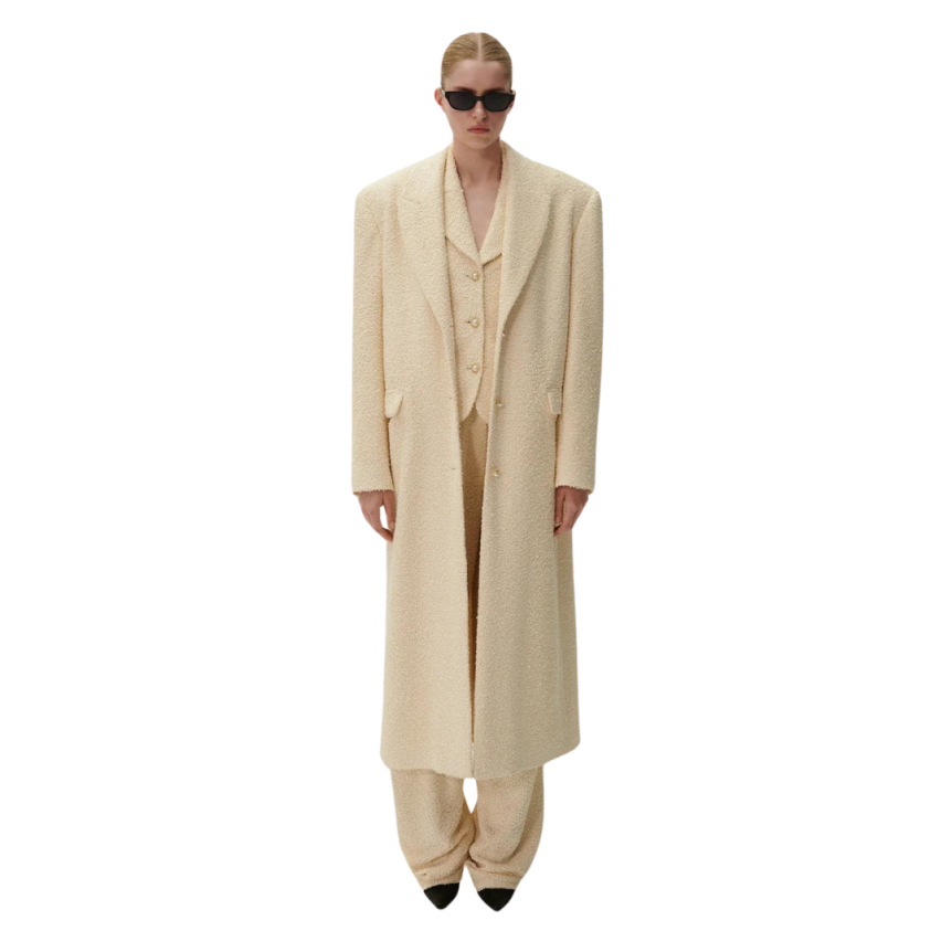 Pantalon large MAGDA BUTRYM bouclé viscose écru