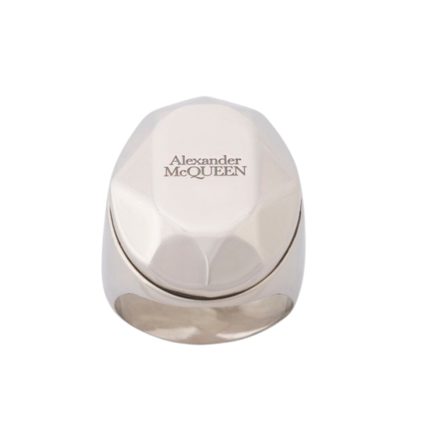 Bague ALEXANDER MCQUEEN The Faceted Stone Argent Vieilli