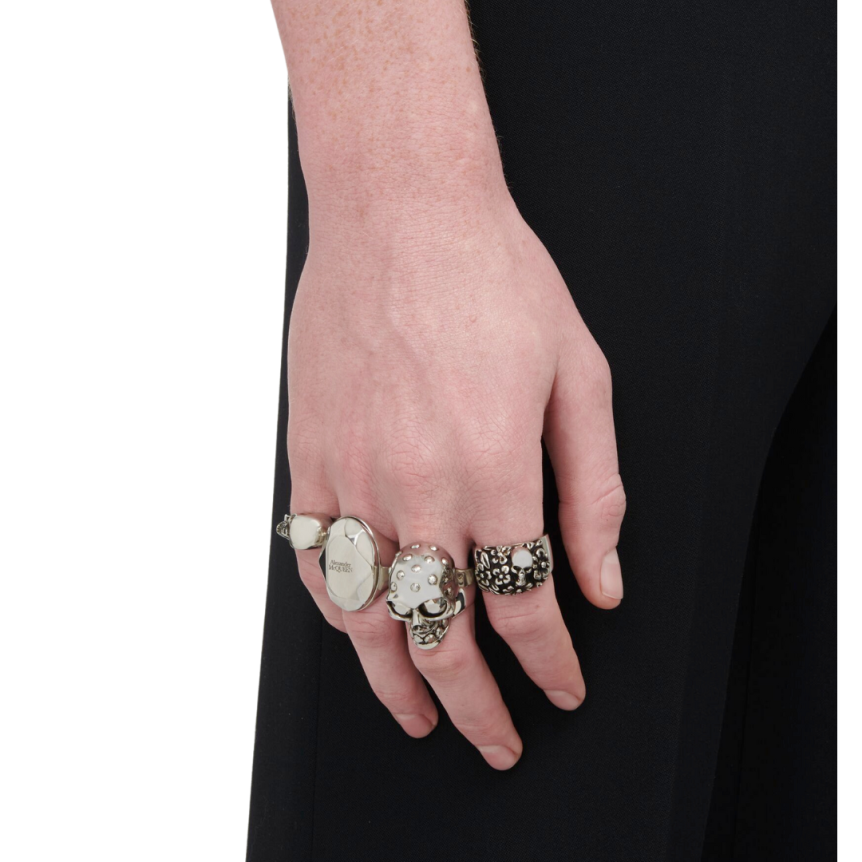 Bague ALEXANDER MCQUEEN The Faceted Stone Argent Vieilli