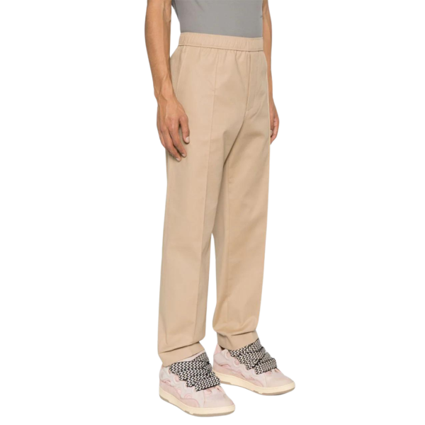 LANVIN pantalon droit taille mi- haute coton beige sable