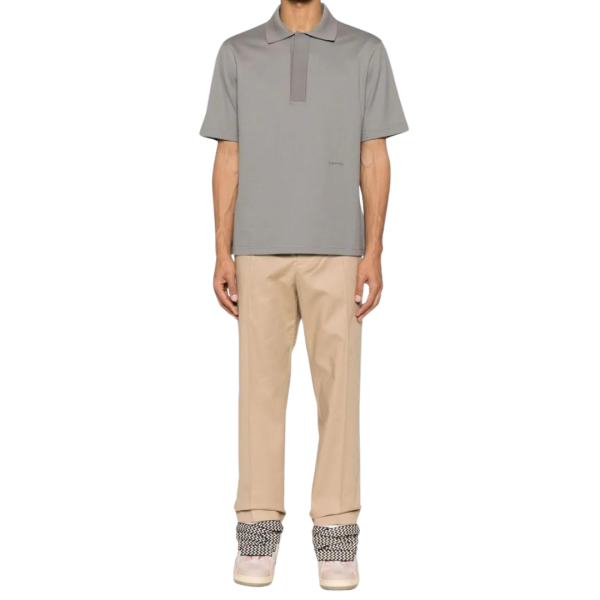 LANVIN pantalon droit taille mi- haute coton beige sable