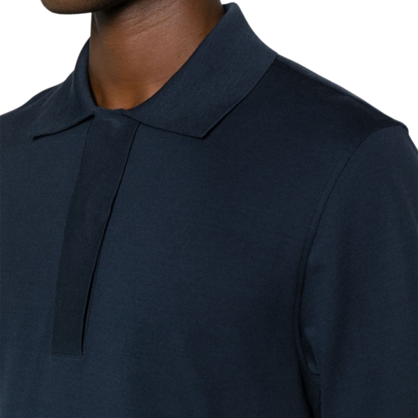 polo à manches courtes LANVIN en coton bleu marine