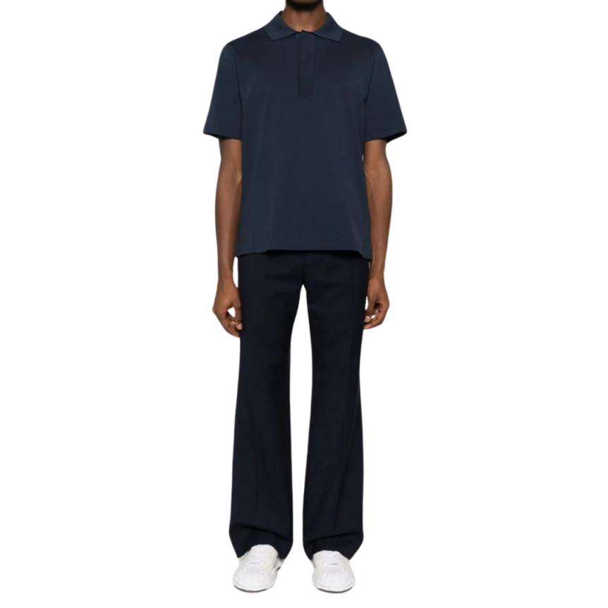 polo à manches courtes LANVIN en coton bleu marine