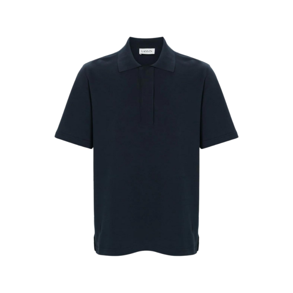 polo à manches courtes LANVIN en coton bleu marine