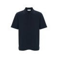 polo à manches courtes en coton bleu marine