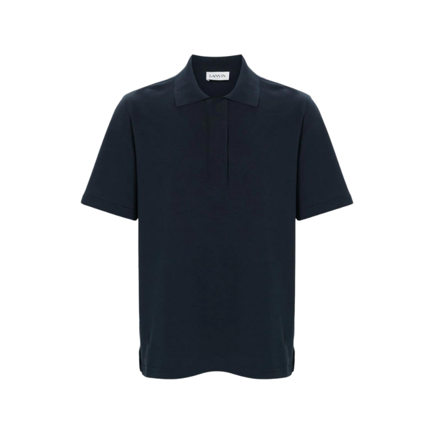 polo à manches courtes LANVIN en coton bleu marine