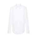 chemise col plat pointu coton blanc nervures plastron