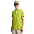 Polo piqué de coton vert anis motif logo blanc col
