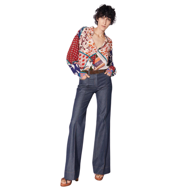 Pantalon jeans flare BARBARA BUI denim bleu brut