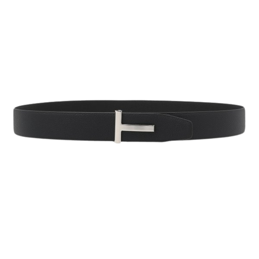 Ceinture réversible TOM FORD cuir bleu noir boucle T Acier