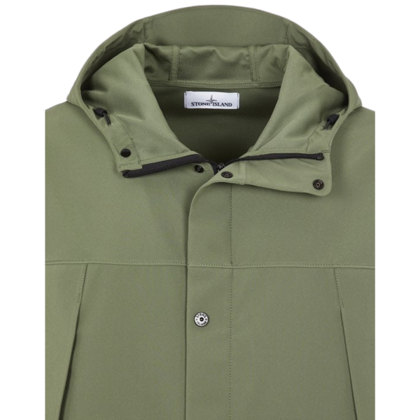 Blouson à capuche STONE ISLAND coton kaki Softshell bouton pression