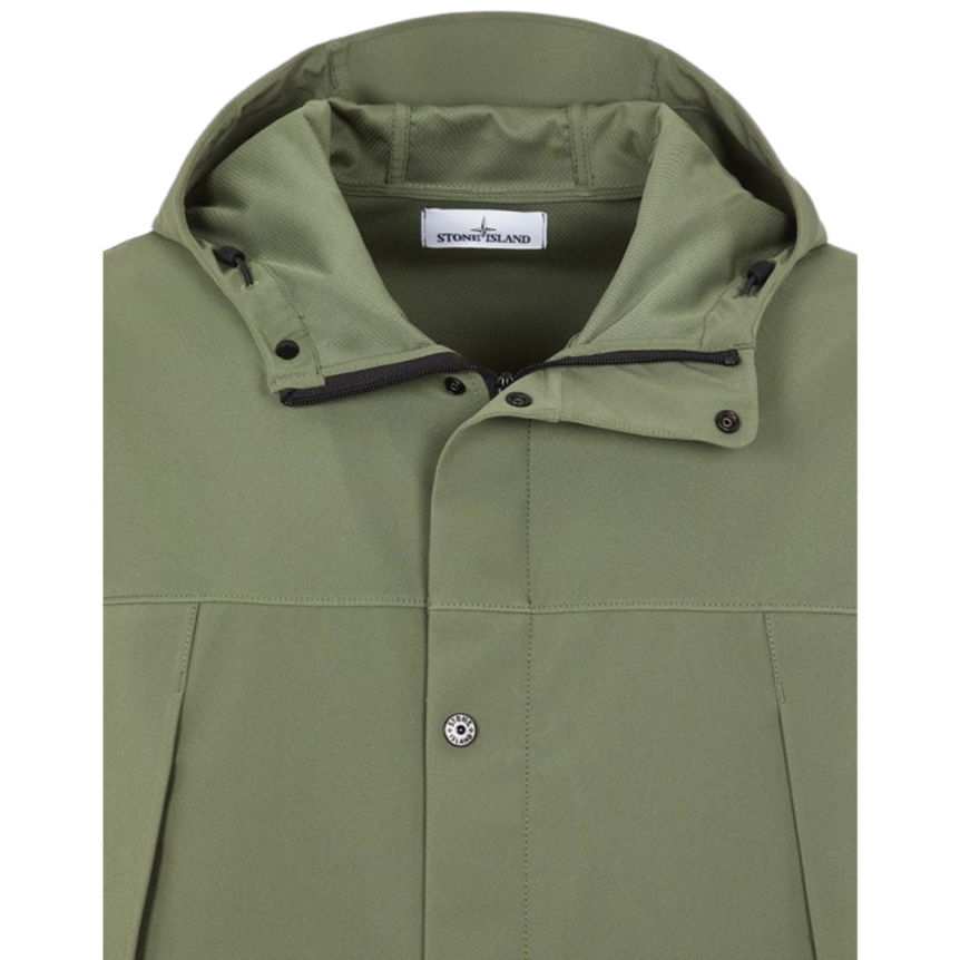 Blouson à capuche STONE ISLAND coton kaki Softshell bouton pression