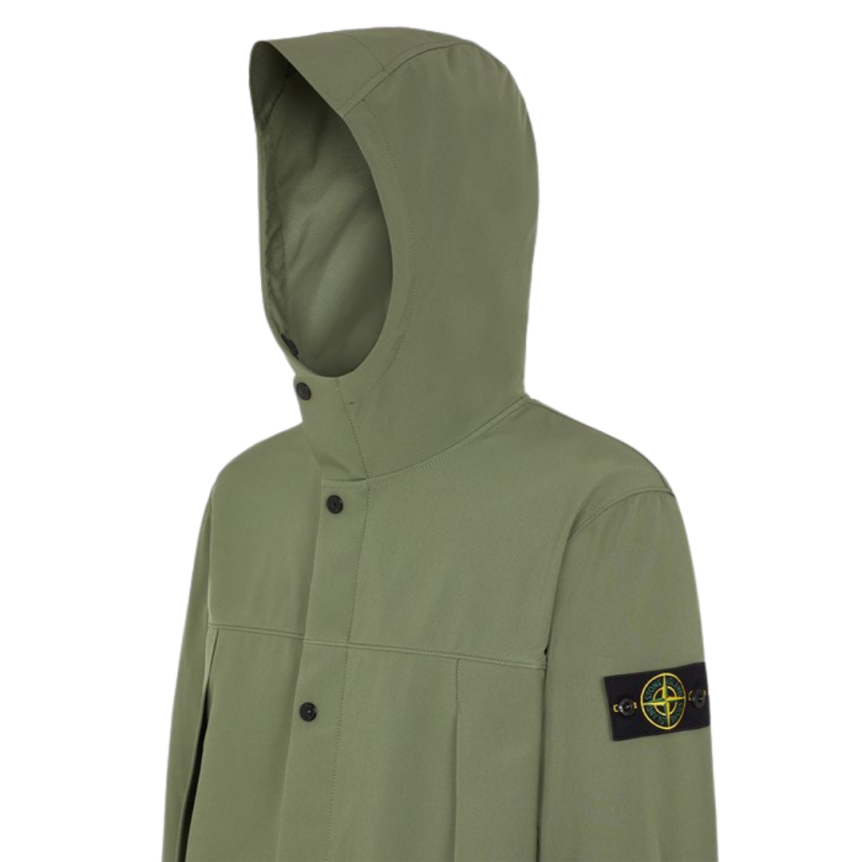 Blouson à capuche STONE ISLAND coton kaki Softshell bouton pression