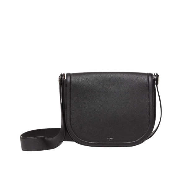 Sac messenger FENDI cuir grainé noir motif clou Fendi Roma