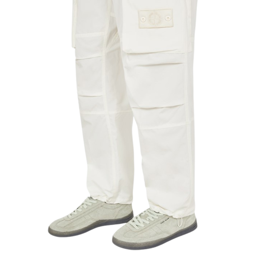 Pantalon STONE ISLAND GHOST PIECE cargo toile coton blanc