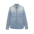 chemise oversize coton denim lake blue bouton pression