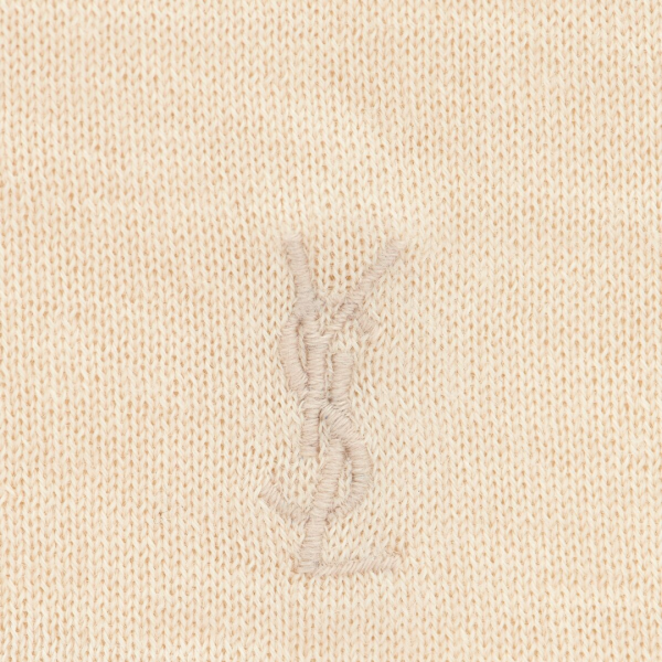 pull polo SAINT LAURENT manche courte laine responsable écru poche